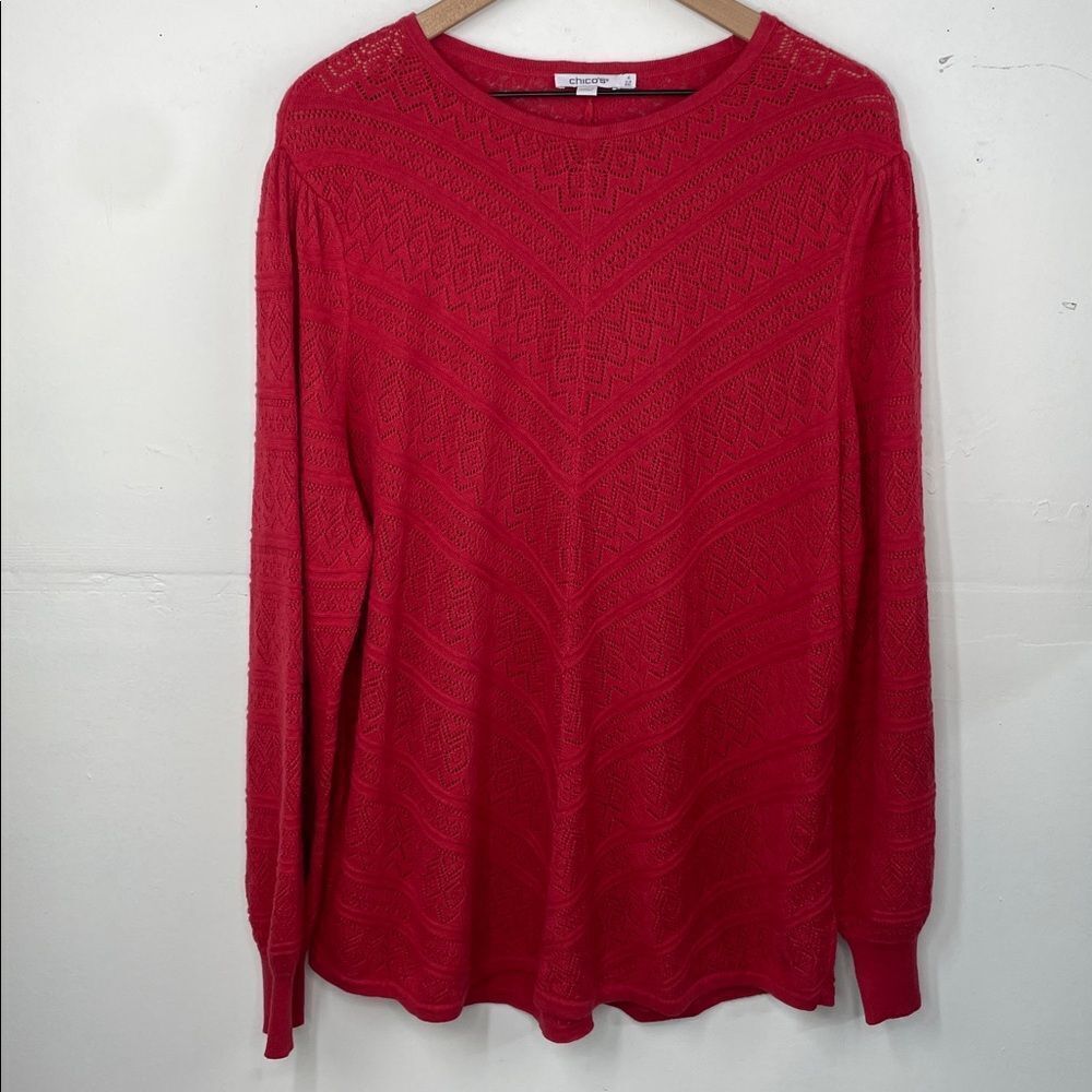Chico’s Pointelle Cashmere Blend Pullover Sweater size XXL